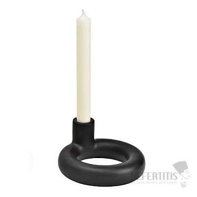 Schwarzer runder Kerzenhalter aus Keramik für Tischkerzen