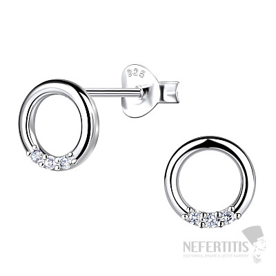 36898 Silberne Ohrringe mit Zirkonen KLEINER KREIS