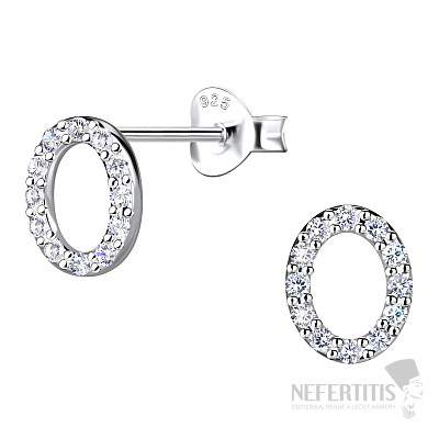 36902 Strieborné náušnice kôstky so zirkónmi OVAL