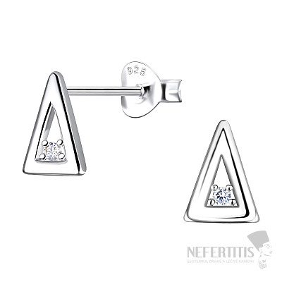 36911 Strieborné náušnice kôstky so zirkónmi TRIANGLE II