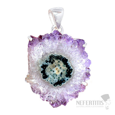 Amethyst stalactite cut pendant silver Ag 925 P1047