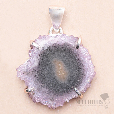 Amethyst geschnitten von Stalaktiten Anhänger Silber Ag 925 P1088