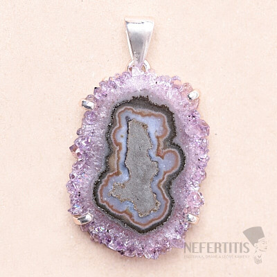 Amethyst geschnitten von Stalaktiten Anhänger Silber Ag 925 P1090