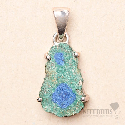Azurite in malachite stalactite cut pendant silver Ag 925 P11