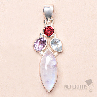 Moonstone rainbow pendant silver Ag 925 KO11
