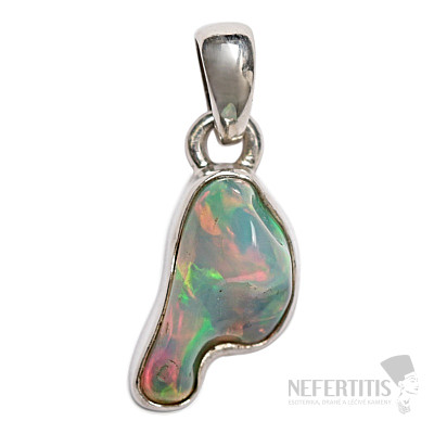 Ethiopian opal raw pendant silver Ag 925 P1108