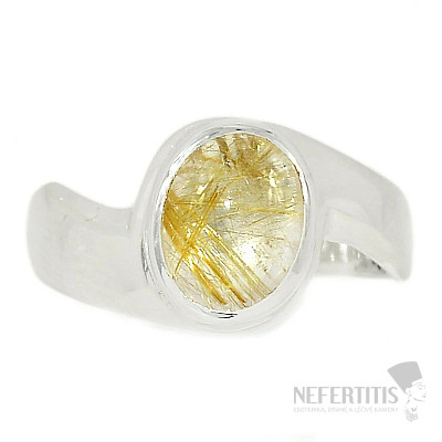 Sagenite crystal with rutile ring silver Ag 925 R1145