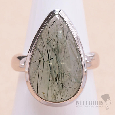 Aktinolith im Prehnit Ring Silber Ag 925 R116