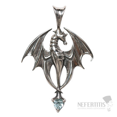 Designer pendant blue topaz cut silver Ag 925 P118