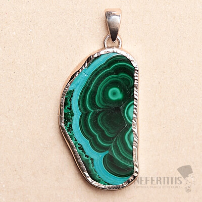 Malachit in Chrysokollscheibe Anhänger Silber Ag 925 P12