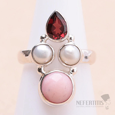 Pink opal ring silver Ag 925 12809