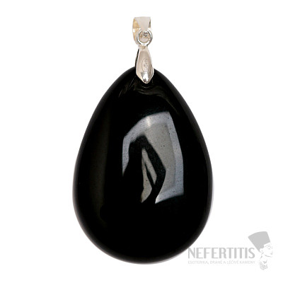 Obsidián čierny nebeské oko prívesok striebro Ag 925 č. 13