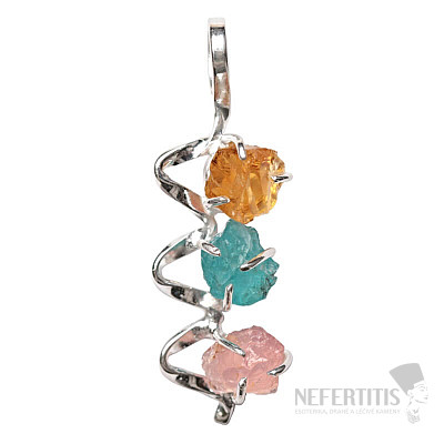 Designer pendant apatite blue neon silver Ag 925 P134