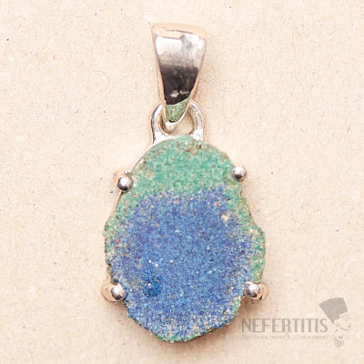 Azurit v malachitu řez krápníkem přívěsek stříbro Ag 925 P14