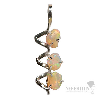 Dizajnový prívesok opál etiópsky surový striebro Ag 925 P146