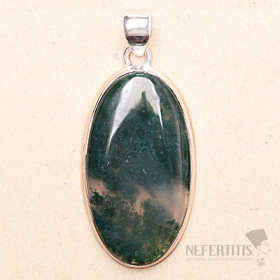 Achát mechový přívěsek stříbro Ag 925 P1470