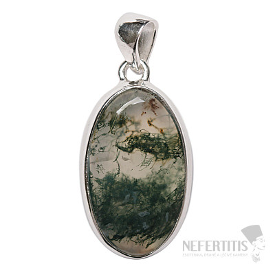 Achát machový prívesok striebro Ag 925 P15