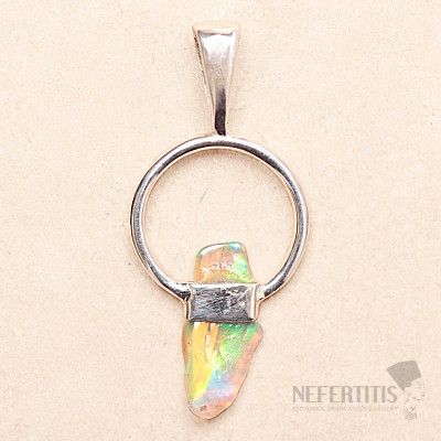 Opal Ethiopian raw tooth pendant silver Ag 925 LOT16