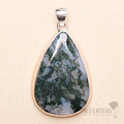 Achát mechový přívěsek stříbro Ag 925 P1500