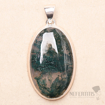 Achat-Moos-Anhänger Silber Ag 925 P1514