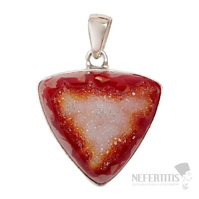 Achát drúzička red aura přívěsek stříbro Ag 925 P155