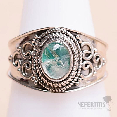 Mondstein Regenbogen grün Ring Silber Ag 925 15546