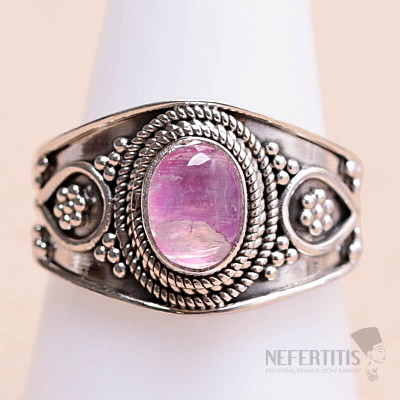 Mondstein Regenbogen rosa Ring Silber Ag 925 15576