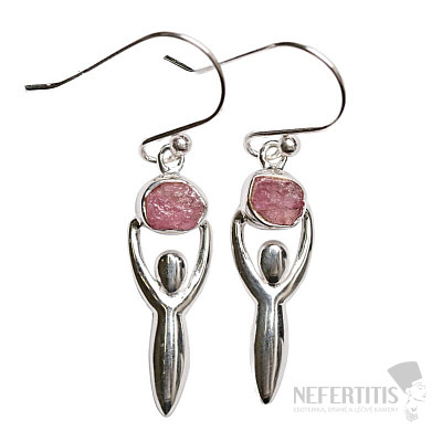 Designer earrings tourmaline pink silver Ag 925 E156