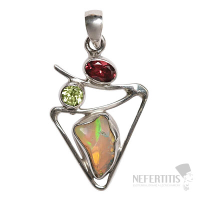 Dizajnový prívesok opál etiópsky surový striebro Ag 925 P162