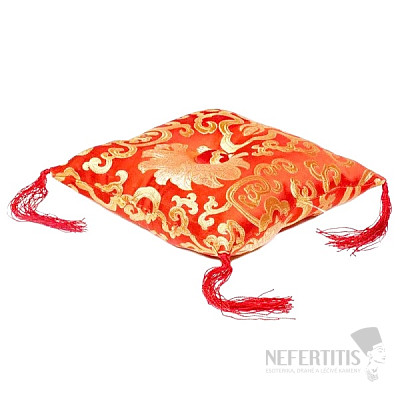 Pillow under the singing bowl red with gold embroidery 12 cm