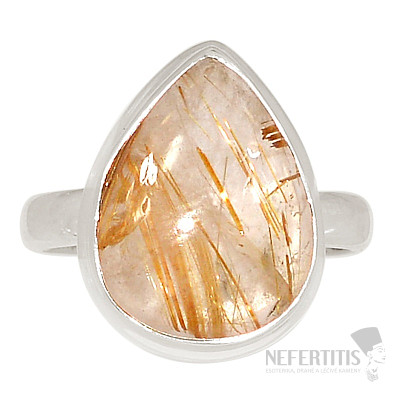 Sagenite crystal with rutile ring silver Ag 925 R1667