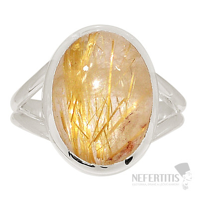 Sagenit křišťál s rutilem prsten stříbro Ag 925 R1670