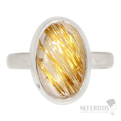 Sagenitkristall mit Rutilring Silber Ag 925 R1673