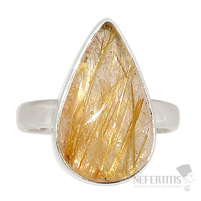 Sagenit krištáľ s Rutilom prsteň striebro Ag 925 R1688