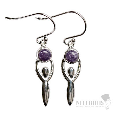 Designové náušnice s lepidolitem stříbro Ag 925 E169