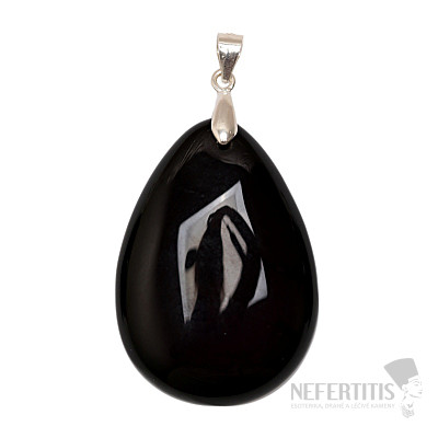 Obsidián černý nebeské oko přívěsek stříbro Ag 925 č. 17