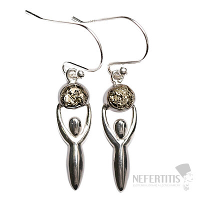 Designové náušnice s pyritem stříbro Ag 925 E170