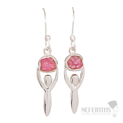 Designové náušnice turmalín růžový stříbro Ag 925 E171