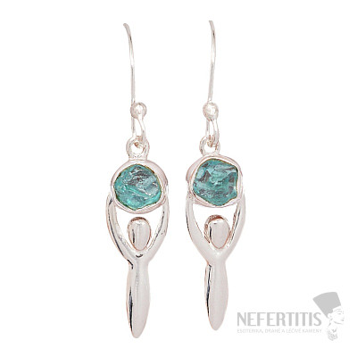 Designové náušnice apatit modrý neon stříbro Ag 925 E172