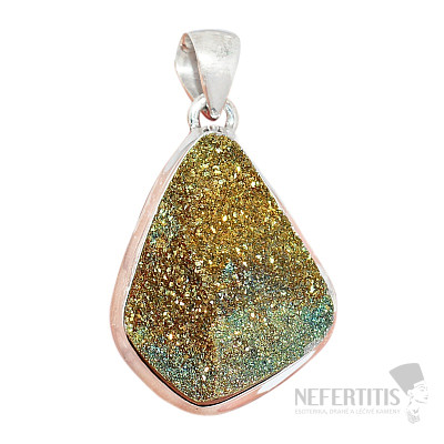 Pyrite rainbow pendant silver Ag 925 P173