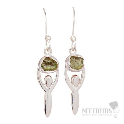 Dizajnové náušnice s vltavínom striebro Ag 925 E175