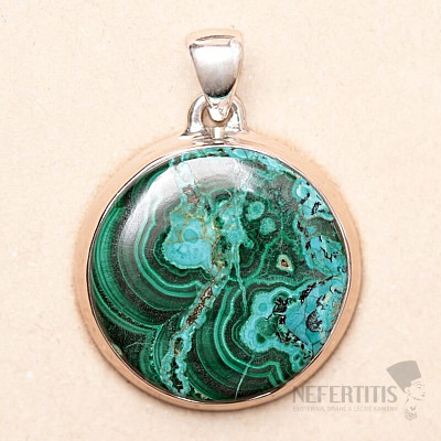Malachite in chrysocolla pendant silver Ag 925 P1754