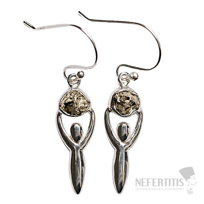 Designer earrings with pyrite, silver Ag 925 E183