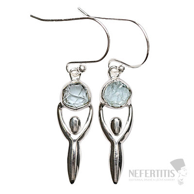 Designer earrings with aquamarine, silver Ag 925 E184
