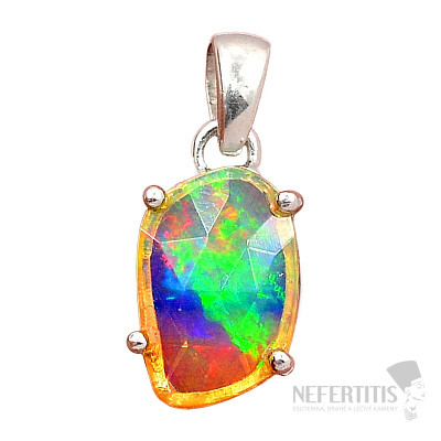 Ethiopian opal cut pendant silver Ag 925 P1875