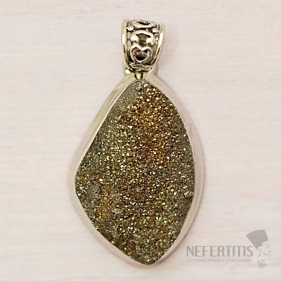 Pyrite rainbow pendant silver Ag 925 P189