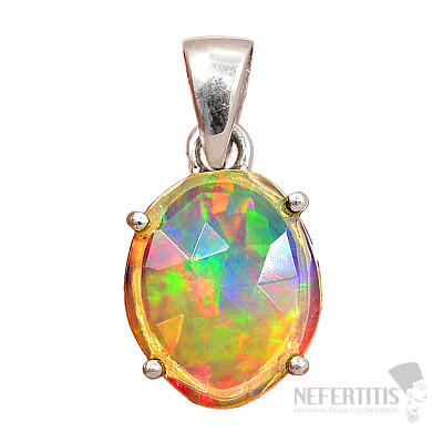 Ethiopian opal cut pendant silver Ag 925 P1897