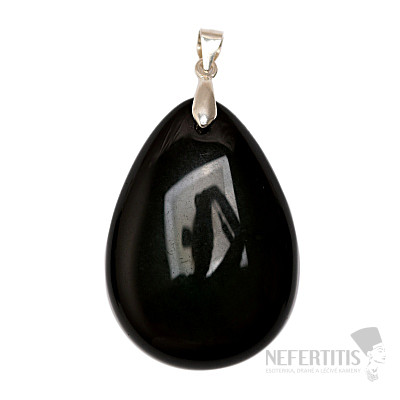 Obsidián černý nebeské oko přívěsek stříbro Ag 925 č. 19