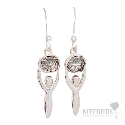 Designer earrings with meteorite Campo del Cielo silver Ag 925 E190