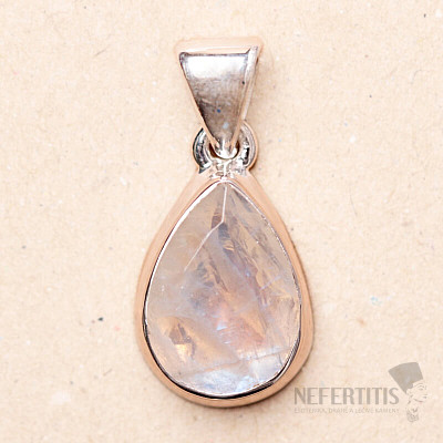 Měsíční kámen duhový broušený přívěsek stříbro Ag 925 P1914